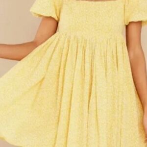 Mable Yellow Smocked Baby Doll Mini Sundress Open Back Misses Size Small